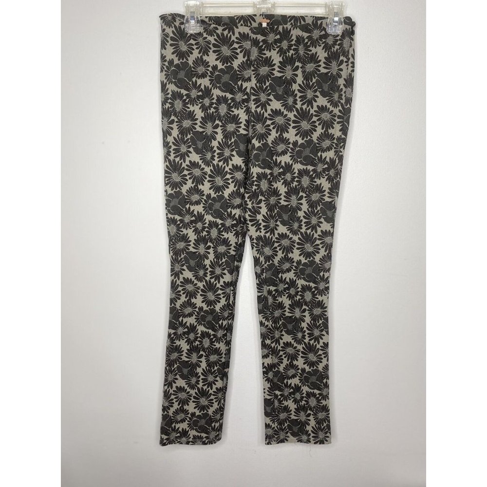 Free People Womens Pants  Sz 4 Grey Floral Skinny Slim Cigarette pant